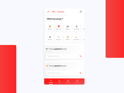 Hospital App concept app application clean dayli doctor emoji flat gradient hospital iphone medical mobile red ui