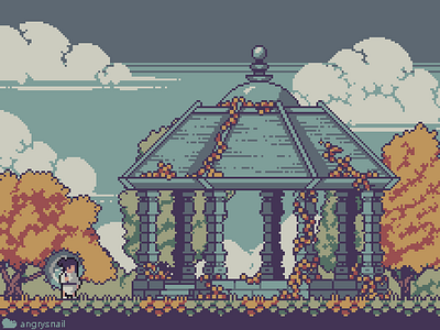 Shrine in the woods 16bit 8bit 8bitart architecture artwork environment design game art game design gameart illustration pixel pixel art pixelart pixels retro retro art sprite