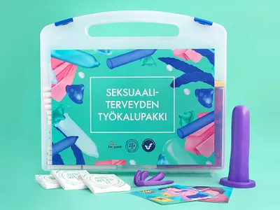 Sexual Health Tool Kit branding color design digitalart finland finnish illustration kit package package design packaging pattern print tool