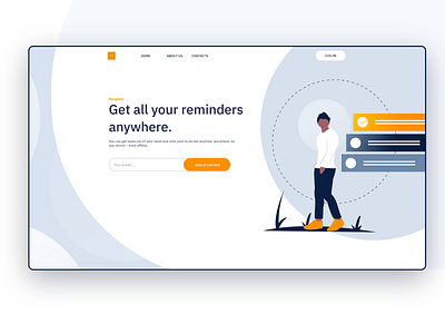 Reminder clean design gradient illustration landing page product design reminder app website