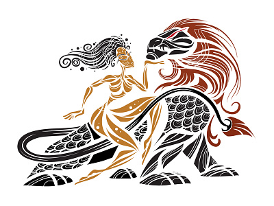 The beauty and the Beast art branding character concept design flat graphic illustration illustrator people vector