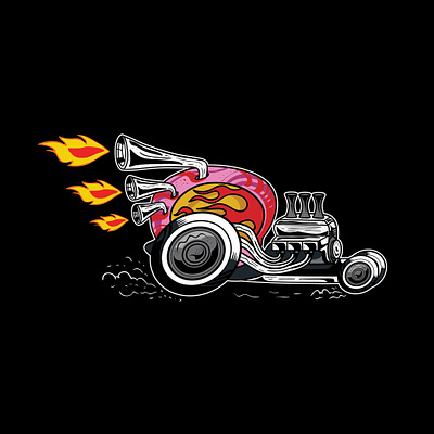 First Time "Hot Rod Snail" artworkforsale available dragrace fire hot rods illustration race sale snail vector vintage illustration