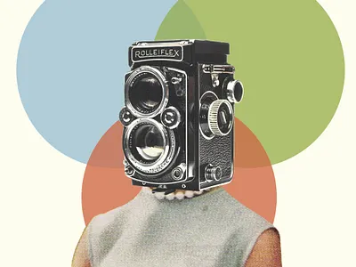 Rolleiflex camera collage design illustration vintage