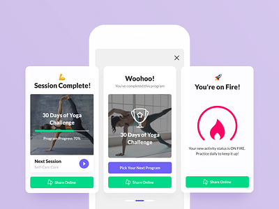 DoYouYoga - Session Complete! complete congratulations design minimal mobile app share ui ux yoga