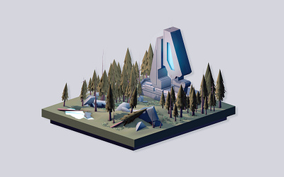 Forerunner structures / Halo #1 3d c4d cartoon cinema4d design game geneva halo haloce haloinfinite illustration isometric land lordzlz lowpoly model