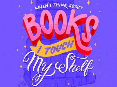 Book Shelf book books custom type hand drawn type illustration lettering literature read reader reading script stars type typography