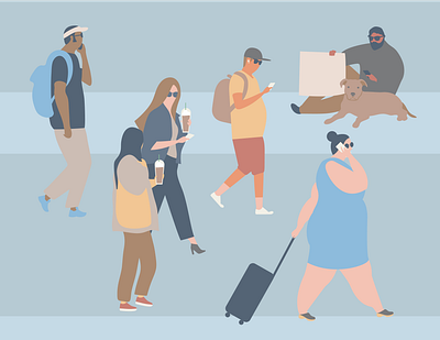Downtown Seattle cellphone character illustration characters city coffee downtown illustration people people illustration starbucks