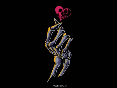 korean finger heart apparel design artwork bones cartoon design for sale finger hand hand bones illustration korea korean finger heart love love you merchband skeleton skull skull and crossbones skull art skull love t shirt design