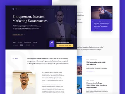SyedBalkhi.com clean personal brand personal branding purple ui web website wordpress