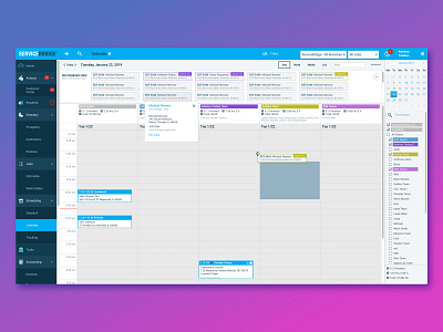 Calendar - Field Service Management - ServiceBridge.com dashboard illustration invoice modal service bridge servicebridge user experience user flow ux web app