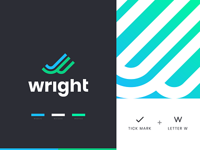 Wright branding gradient icon identity illustraion illustration mark right mark symbol tick branding tick logo tick mark w logo w mark wright