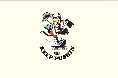 Keep Pushin! character design graphics illustration skateboarding t shirt design vector vector design