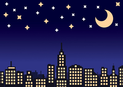 Ciudad de noche/ City at night argentina city design illustration night sky stars vector