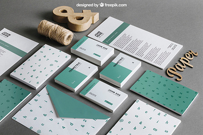 Green stationery mockup Free Psd branding freebies mockup stationery