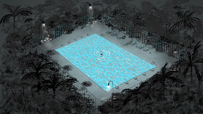 Midnight Pool animation design illustration photoshop scene