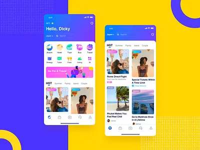 Travel App Redesigned app design colorful flats travel app ui design
