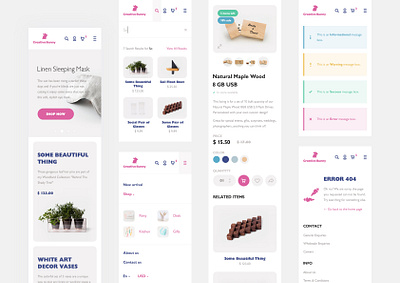 Mobile version for Creative Bunny website air ambiance basov basovdesign branding bunny creative design light minimal mobile mobile app pink responsive shop store web design webdesign white