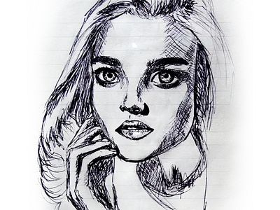 Portrait of a model blackandwhite firstshot illustration model paper pilot portrait woman woman illustration woman portrait