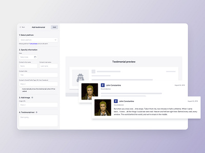 Manually adding testimonial adding app desktop form interface preview product design service spectoos testimonial ui ux
