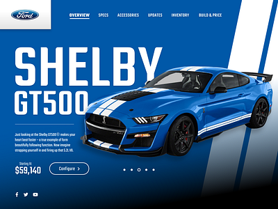 Ford Mustang - Landing Page car daily 100 daily ui 003 daily ui challenge dailyui ford ford mustang landing page landing page design mustang shelby sportscar typography ui ui ux ui design user inteface web design