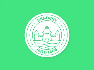 Sticker for Bendery Town, Moldova fortress green illustraion sticker town