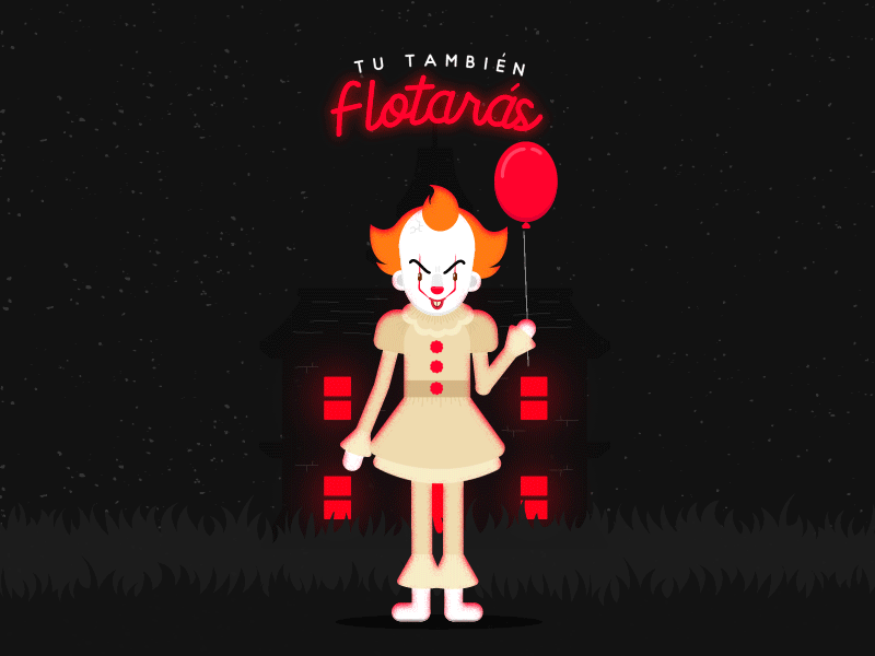 IT - You too floated after effects animation2d balloons character design clown flat design illustration vector it loop animation motiongraphics pennywise terror