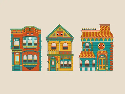 Happy Houses design flat illustration vector