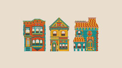 Happy Houses design flat illustration vector