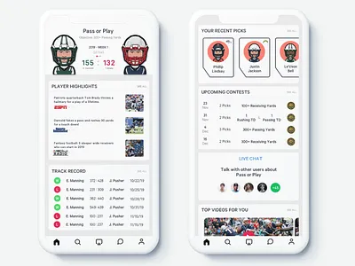 Pass or Play | Gone Streakin betting blue clean clean ui football football app greenbaypackers ios nfl sketch sport sports sports design sports logo sportswear uidesign ux uxdesign white