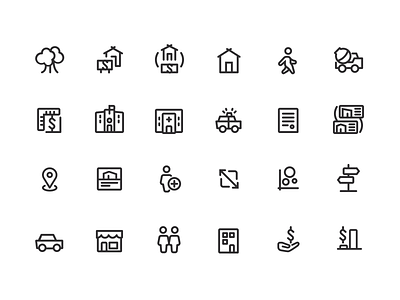 Properati icons app design flat icon illustration lines real estate ui vector web