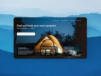 Find a campsite camping landing page ui ux webdesign