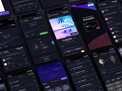 Current Dark Mode iOS 13 13 bank banking banking app dark app dark mode dark ui debit debit card finance finance app fintech ios ios 13 visa