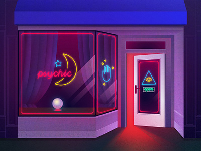 Psychic Storefront glow illustration illustrator neon photoshop psychic store