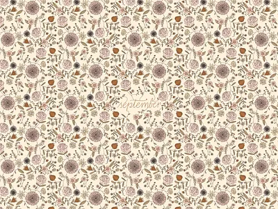 Monika Hibbs Desktop Series - September adobe autumn beige brown design desktop desktop wallpaper digital fall flower illustration illustrator ipad pro liberty liberty print photoshop pink print september vector