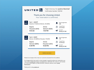 Airline Itinerary E-mail airlines email email confirmation itinerary ui ux uxui