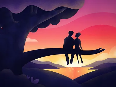 Sittin' In A Tree Illustration church couple custom design illustration marriage series typography vector