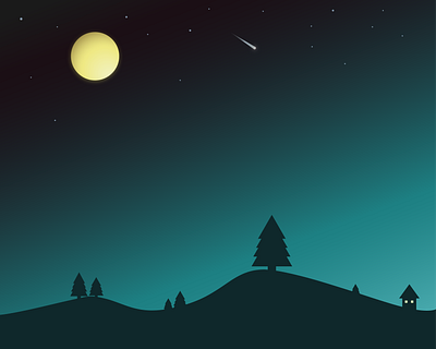Moonrise design gradient illustration art illustrator minimal moon nature nightmood space vector