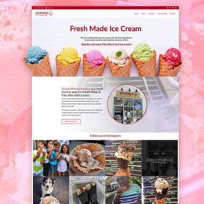 Scoop Ice Creamery Website arizona art design homepage ice cream cone ice cream shop icecream palo alto ui ux ui web web design website website design