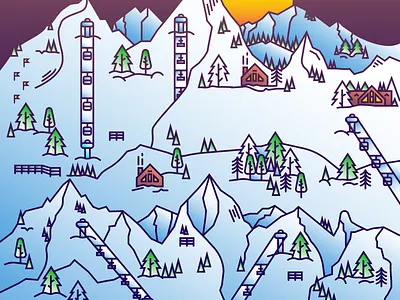 Snow Daze cold denver design gradient graphic illustration line minimal mountains snow vector