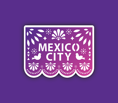 Mexico City Sticker branding color palette cultural illustration mexico mexico city papel picado paper art paper craft papercut vector