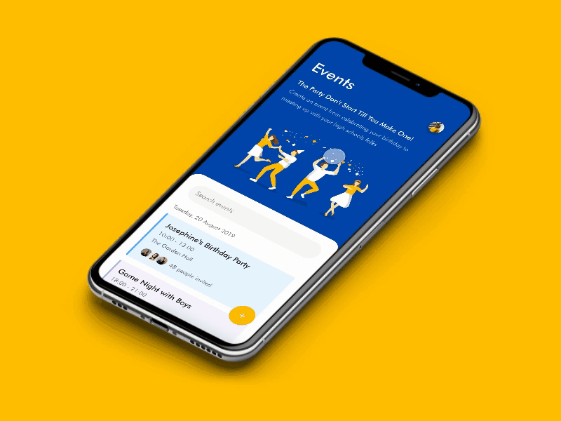 Events Creator App Interaction adobe xd animation app design auto animate design event app flat illustration ios minimal mobile ui ui animation ux
