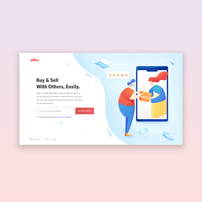 'Offer' landing page design branding hadokenlab illustration landing page ui design