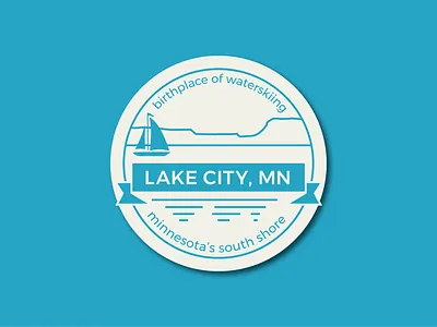 Lake City Minnesota Sticker blue boat graphic design lake city midwest minnesota montserrat sailboat sticker sticker design typography water weekly challenge weeklywarmup