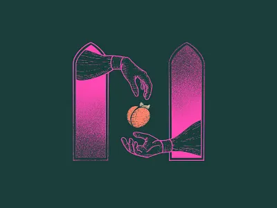 Peachy Queen V3.1 art cathedral creepy crest crown design drawing experimental gothic hand drawn hands icon illustration king line medieval orange peach queen texture