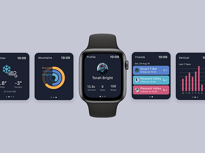 Apple Watch App for Ski Resort app design apple watch product design skiing snowboarding ui ui design uidesign uiinspiration uiux ux watch