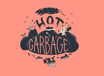 Hot Garbo city illustration lettering rats summer trash