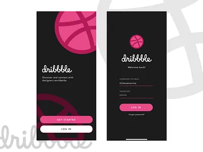 Dribbble Log In design log in ui