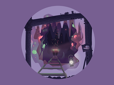 Mine 💎 adventure color design diamond drawing flat gradient graphic homepage illustration landscape procreate purple simple ui ux vector web