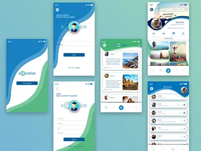 Socialize - social media app app app design branding branding design flat illustraion logo trending ui uiux ux vector