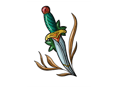 Leaf Dagger 2d color colorful colorful design dagger design detailed handdrawn illustration line procreate